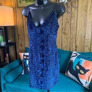 Abbeline Royal Blue Leopard Chemise Style Dress